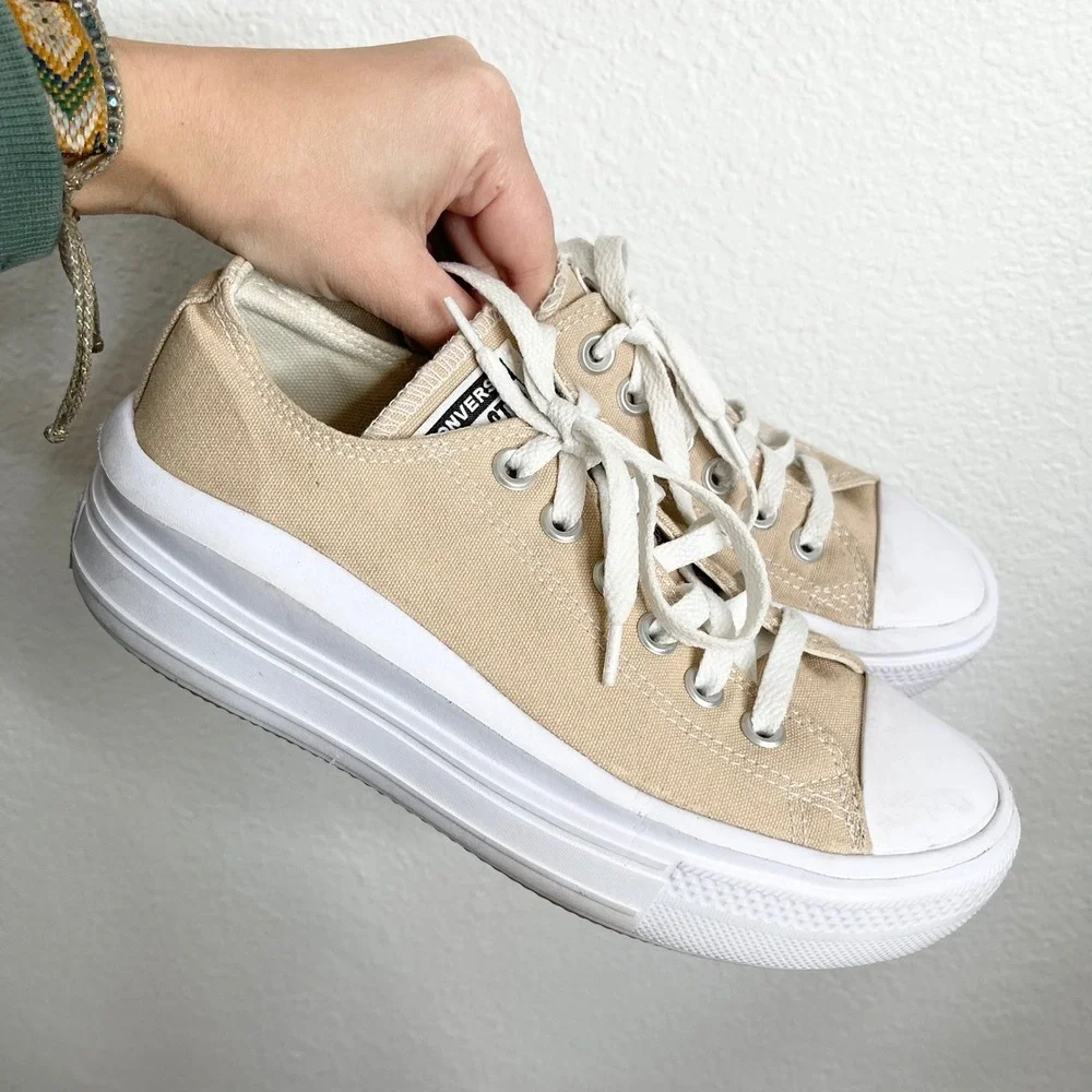 Converse Chuck Taylor All Star Move Platform Sneakers Beige Womens 7 - Picture 1 of 6